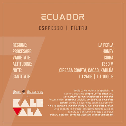 Cafea de specialitate Kalevala Ecuador La Perla Honey Sidra