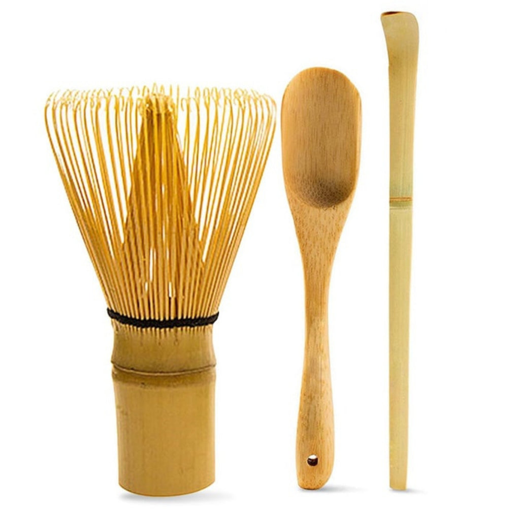 Set de accesorii pentru ceai matcha din bambus: tel chasen + lingura chashaku + lingura